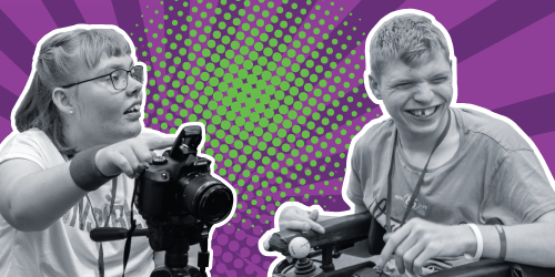 Two media learners with camera