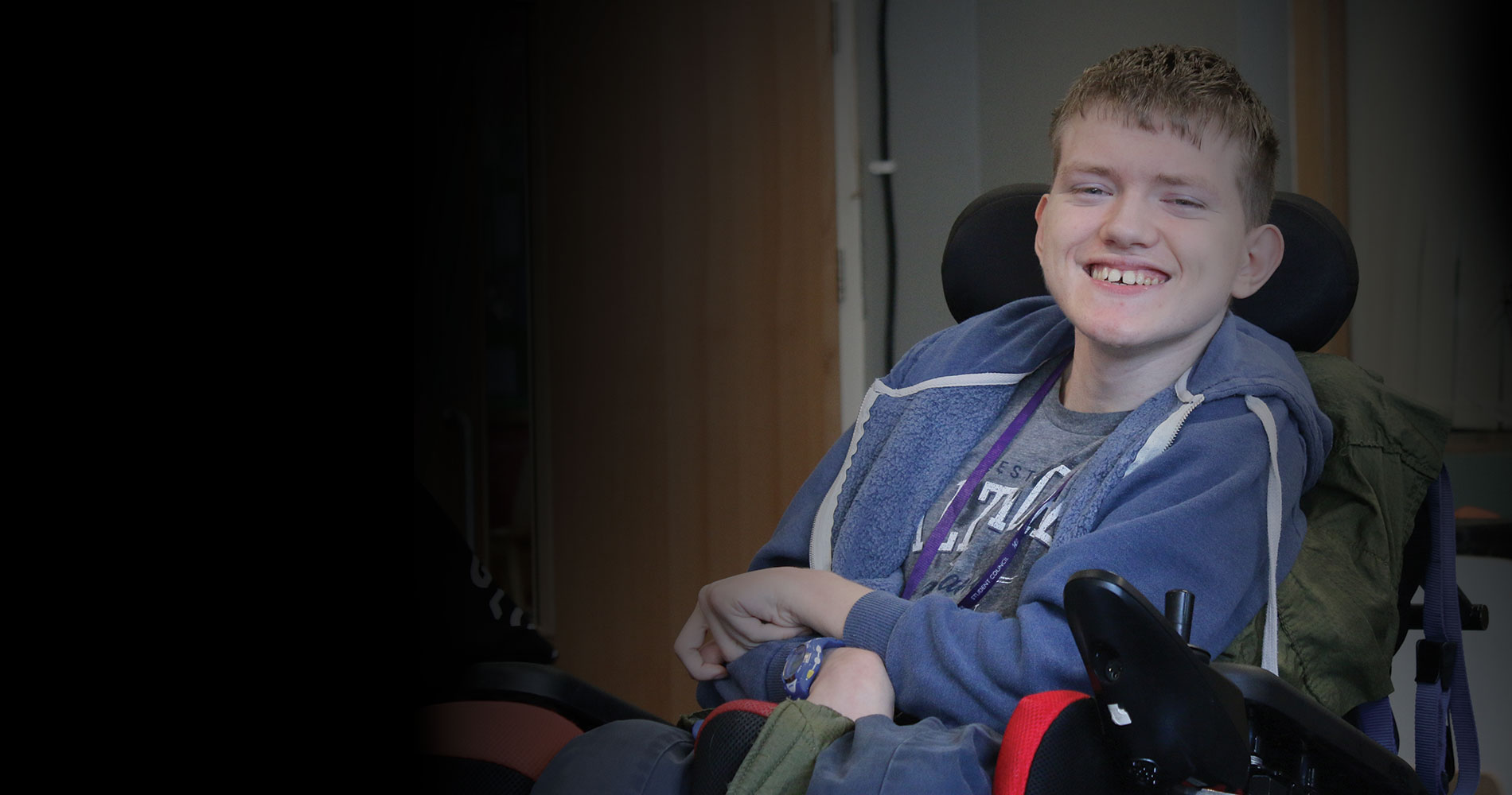 Portland College learner in wheelchair