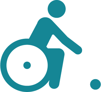 Wheelchair user rolling a ball